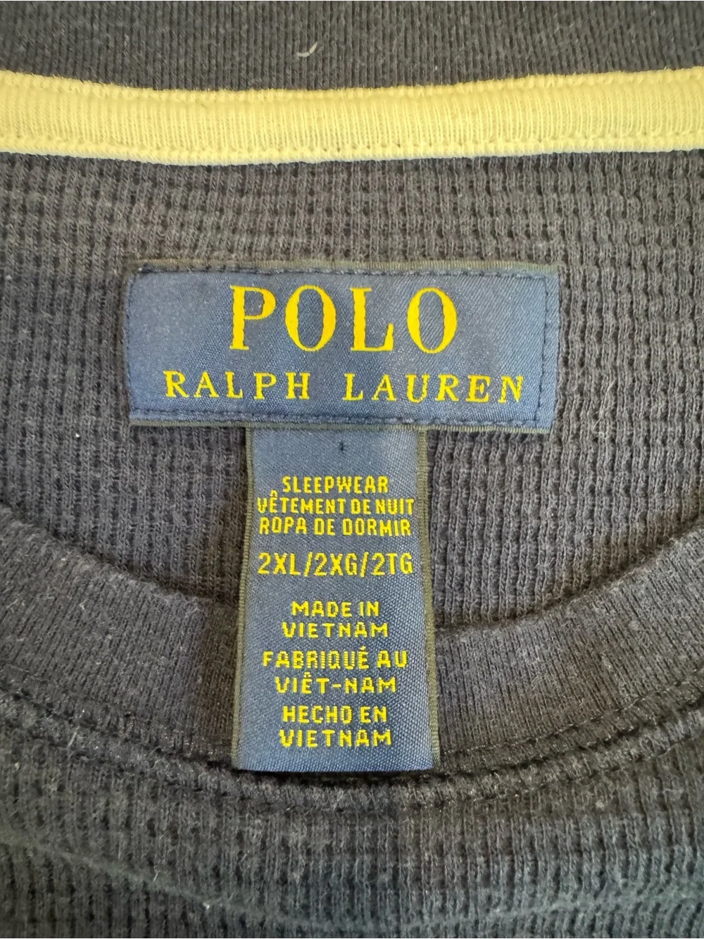Ralph Lauren Men's Navy Blue Thermal Long Sleeve Shirt White Pony 2XL